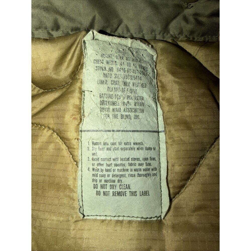 Vintage 1980s US Military M-65 Field Jacket Mens Medium Woodland Camo Coat Liner - Picture 5 of 7